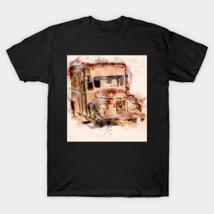 Rusting International KB5 Panel Truck in Watercolor T-Shirt